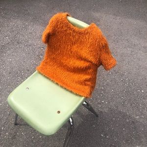 Zara fuzzy orange T-shirt